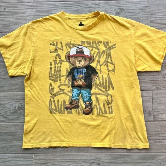 Bailey Apparel Mens Yellow Hustle Teddy Bear Short Sleeve T-Shirt Size‎ XL - Picture 1 of 6